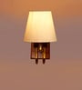off-white Conical Cotton Fabric Shade Wall Lamp with Wood & Metal