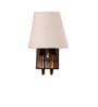 Indoor Conical White Jute Shade Wall Lamp with Wood & Metal