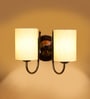Dual Off White Cotton Wall Mounted Lamp with Steel Base