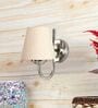 Off White Cotton Wall Mounted Lamp with Steel Base