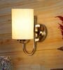 Off White Cotton Wall Mounted Lamp with Steel Base