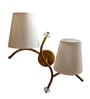 Dual wall mounted gold lamp with off-white Cotton Shade