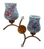 Dual wall mounted gold lamp with Multicolor Mosaic Glass