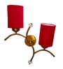 Dual wall mounted gold lamp with Red Cotton Shade