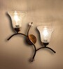 Dual wall mounted gold lamp with Clear Crinkle Glass