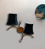 Dual wall mounted gold lamp with Vintage Black Cotton Shade
