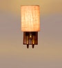 Beige Jute Elegant wall lamp with wood & metal frame . Ideal