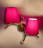Dual wall mounted gold lamp with Red Cotton Shade