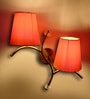 Dual wall mounted gold lamp with Orange Cotton Shade