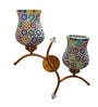 Dual wall mounted gold lamp with Multicolor Mosaic Glass
