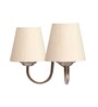 Dual Off White Cotton Wall Mounted Lamp with Steel Base