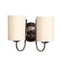 Dual Off White Cotton Wall Mounted Lamp with Steel Base