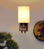 Off-white Cotton Handcrafted wood & metal wall lamp with fabric shade. Perfect