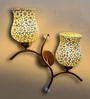 Dual wall mounted gold lamp with Multicolor Mosaic Glass