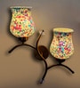 Dual wall mounted gold lamp with Multicolor Mosaic Glass