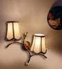 Dual wall mounted gold lamp with Vintage off-white Cotton Shade