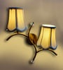 Dual wall mounted gold lamp with Vintage off-white Cotton Shade