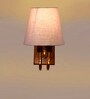 Stylish Grey Conical Fabric Wall Lamp with Wood & Metal