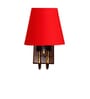 Designer Red Conical Fabric Shade Wall Lamp in Wood & Metal