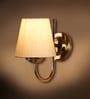 Off White Cotton Wall Mounted Lamp with Steel Base