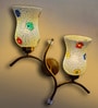Dual wall mounted gold lamp with Multicolor Mosaic Glass