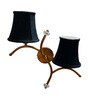Dual wall mounted gold lamp with Vintage Black Cotton Shade