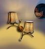 Dual wall mounted gold lamp with Vintage Beige Jute Shade