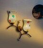 Dual wall mounted gold lamp with Multicolor Mosaic Glass