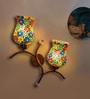 Dual wall mounted gold lamp with Multicolor Mosaic Glass