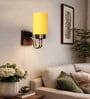 Yellow Cotton Elegant wall lamp with wood & metal base and fabric shade. Perfect
