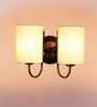 Dual Off White Cotton Wall Mounted Lamp with Steel Base