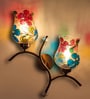 Dual wall mounted gold lamp with Multicolor Mosaic Glass