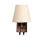 off-white Conical Cotton Fabric Shade Wall Lamp with Wood & Metal