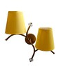 Dual wall mounted gold lamp with Yellow Cotton Shade