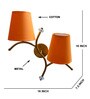 Dual wall mounted gold lamp with Orange Cotton Shade