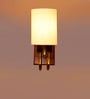 Off-white Cotton Handcrafted wood & metal wall lamp with fabric shade. Perfect