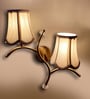 Dual wall mounted gold lamp with Vintage off-white Cotton Shade