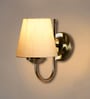 Off White Cotton Wall Mounted Lamp with Steel Base