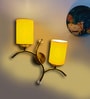 Dual wall mounted gold lamp with Yellow Cotton Shade