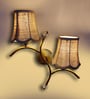 Dual wall mounted gold lamp with Vintage Beige Jute Shade