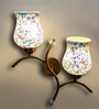Dual wall mounted gold lamp with Multicolor Mosaic Glass