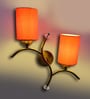 Dual wall mounted gold lamp with Orange Cotton Shade