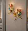 Dual wall mounted gold lamp with Multicolor Mosaic Glass