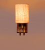 Beige Jute Elegant wall lamp with wood & metal frame . Ideal