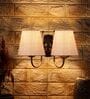 Dual White Jute Wall Mounted Lamp Steel Base