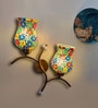 Dual wall mounted gold lamp with Multicolor Mosaic Glass