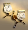 Dual wall mounted gold lamp with Multicolor Mosaic Glass