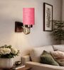 Pink Jute Handcrafted wall lamp with wood & metal frame Great