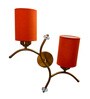 Dual wall mounted gold lamp with Orange Cotton Shade
