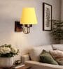 Premium Yellow Conical Fabric Shade Wall Light Wood & Metal